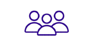 Blue icon of three people