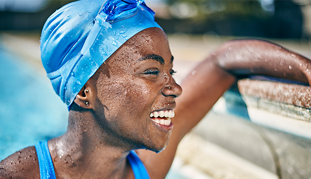 woman in water smiling