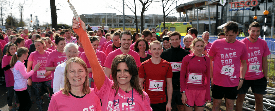 Race for life participants at the finish line