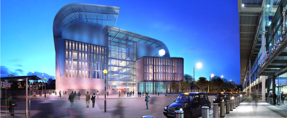 The entrance of the Francis Crick Institute The entrance of the Francis Crick Institute