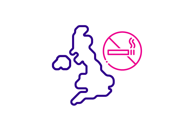 Icon of UK with stop smoking sign