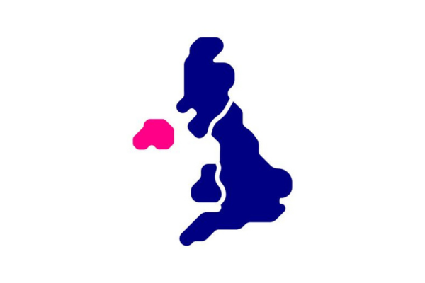Icon of the UK with Northern Ireland highlighted pink