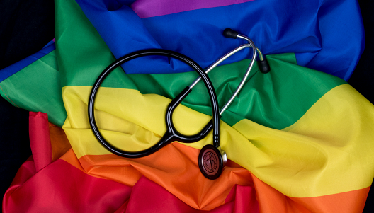 Rainbow flag with stethoscope