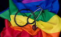 Rainbow flag with stethoscope