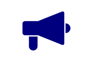 Navy blue megaphone icon