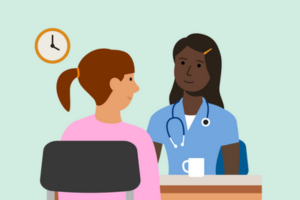 Illustration of a cancer nurse and patient