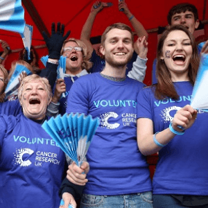 CRUK volunteers cheering at an event