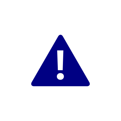 Blue triangle with exclamation mark inside