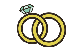 Set up wedding fundraising page. Wedding rings illustration
