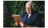 woman on modern tablet