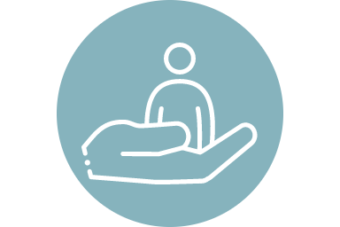 Icon of a hand supporting a person