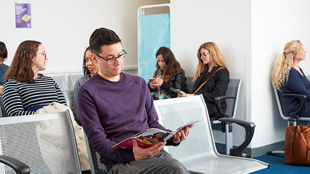 People in a hospital waiting room