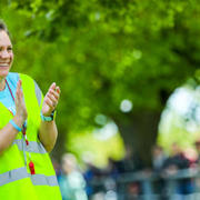 Event volunteer cheering 