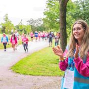 Volunteers cheering at event