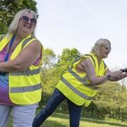 Volunteers cheering at event